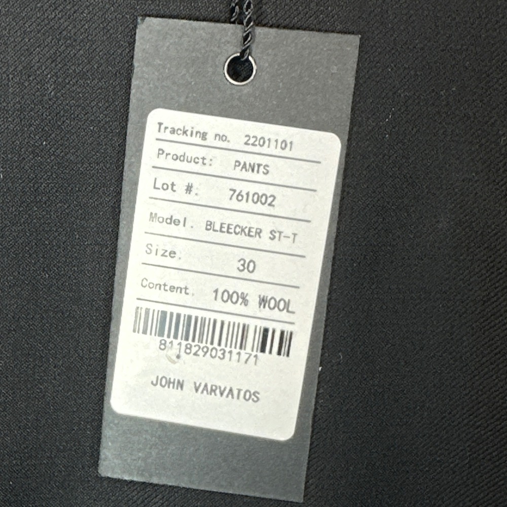 John Varvatos USA Bleecker Street Black Wool Dress Pants Mens 30 Unhemmed NEW - Picture 4 of 12